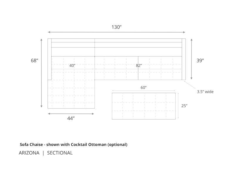 Diagram of Arizona Sofa Chaise Sectional