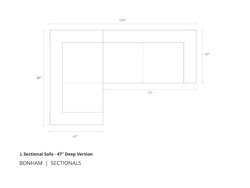 Diagram of Bonham L Sectional in 47 inch depth