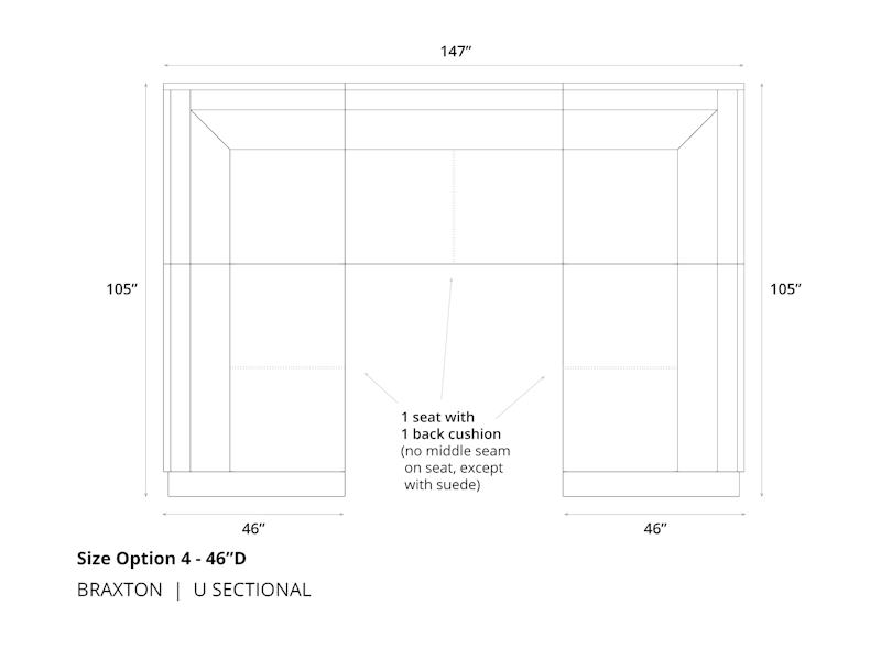 Diagram of Braxton Mini L Sectional Sofa in 46 depth and cushion option 4