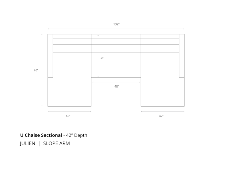 Diagram of the Julien Slope Arm U Chaise Sectional
