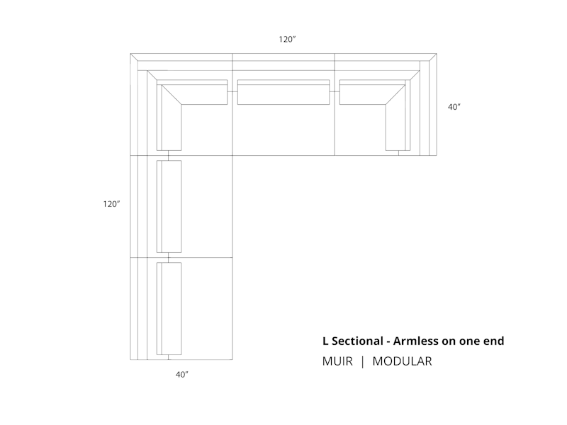 Diagram of Muir Modular Sectional Sofa with armless on one end