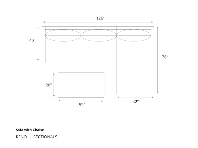 Diagram of Reno Sofa Chaise Sectional