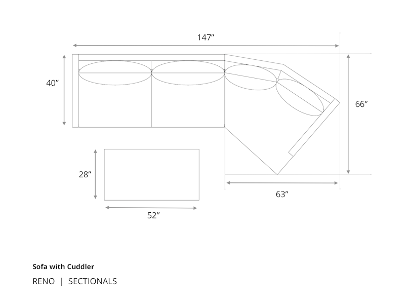 Diagram of Reno Sofa Cuddler Sectional