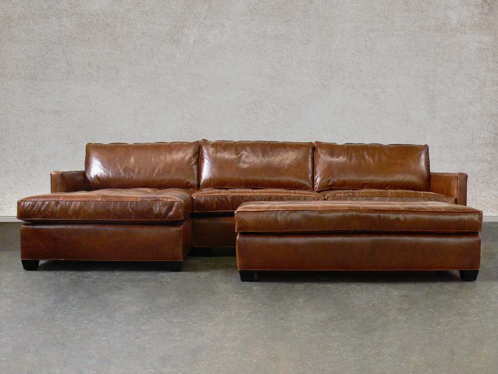 Arizona Leather Sectional Sofa Chaise in Brompton Classic Vintage
