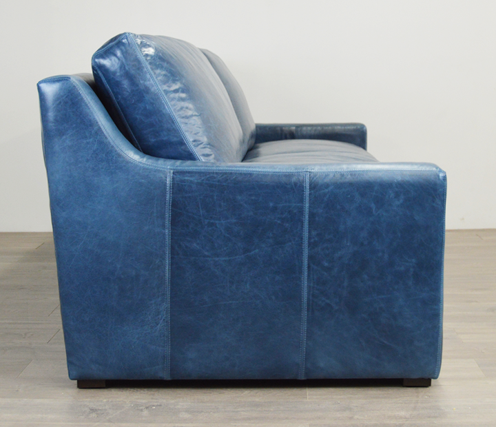 Julien Track Arm Sofa - Mont Blanc Nile - Blue Leather