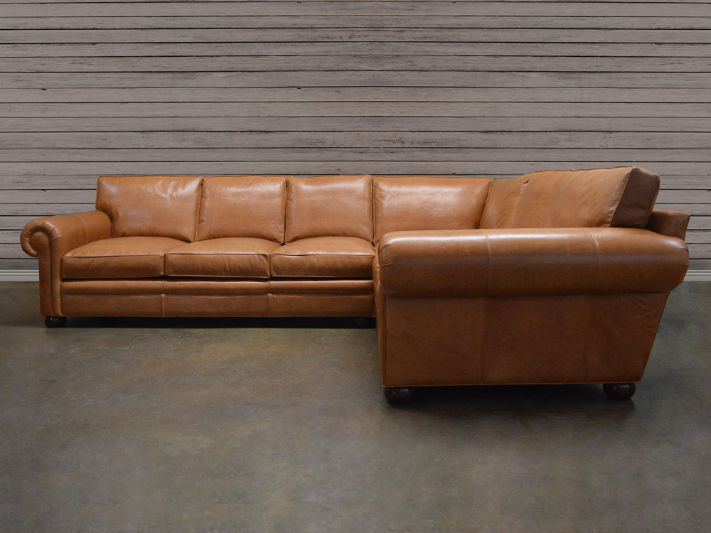Langston Leather Sectional Sofa in Glove Chestnut