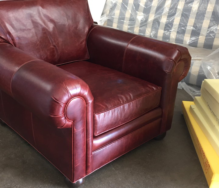Langston Leather Chair in Italian Brompton Walnut