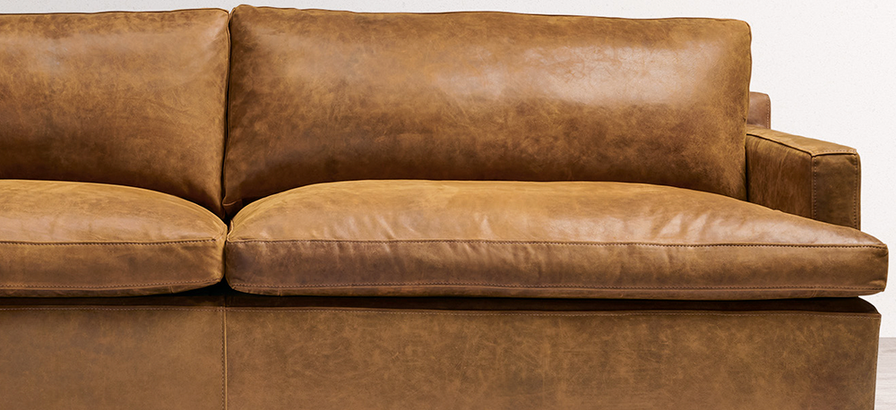 The Muir Track Arm Leather Furniture Collection in Burnham Sycamore, a Full Aniline Nubuck Leather from New Zealand