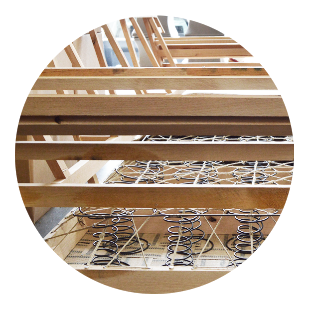 Kiln Dried Solid Hardwood Frame, Reinforced and Built by hand in America